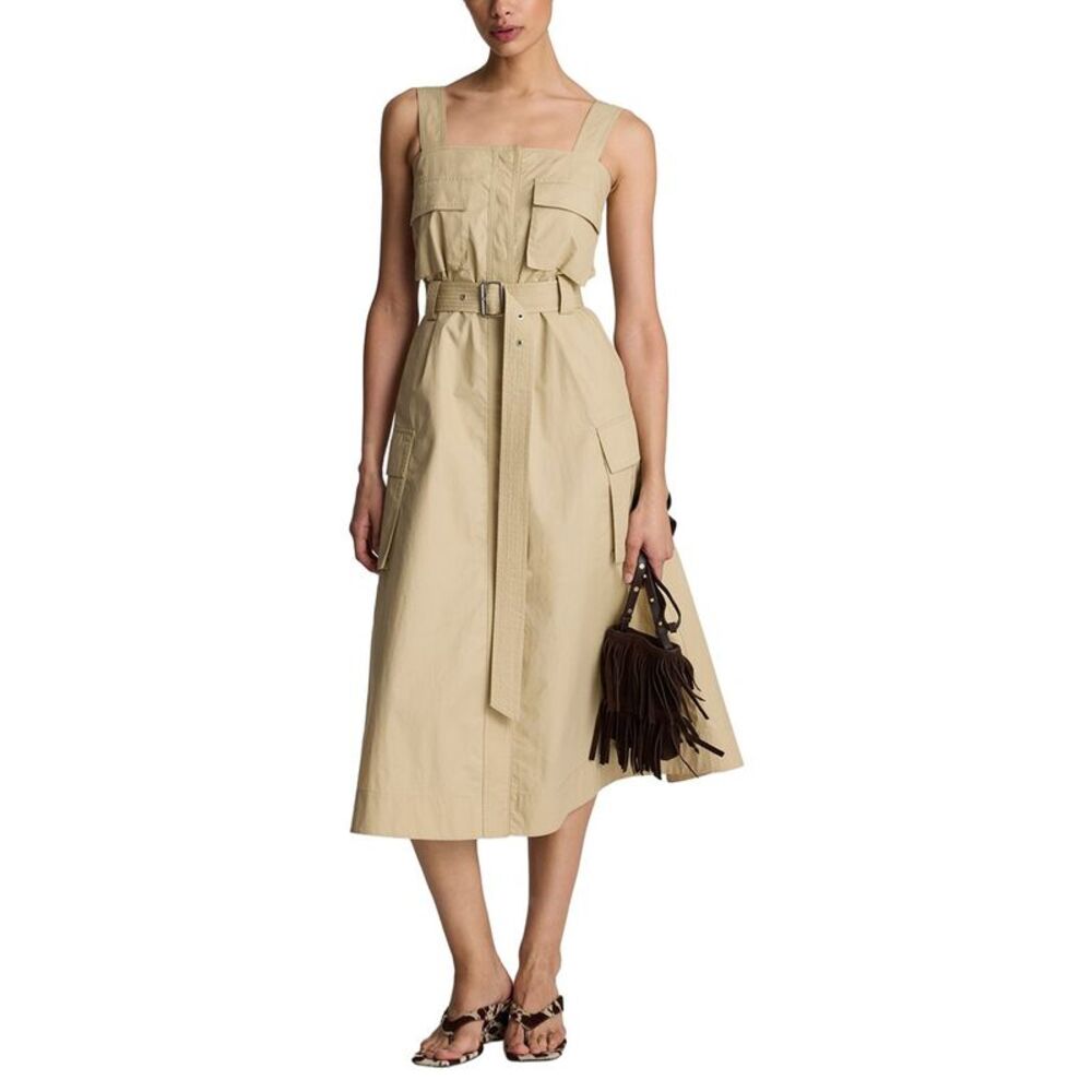 Kenneth Cole Womens Cargo Midi Dress, Tan